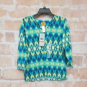 NWT Vibrant Blue and Green Women's Top Ruby Rd Size S